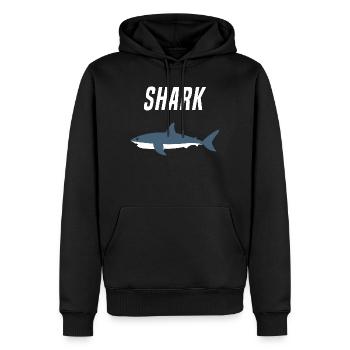 Nautic Design Hai Silhouette Kühne Typografie - Männer Premium Bio Hoodie - Schwarz - Vorne - Nico (187cm)