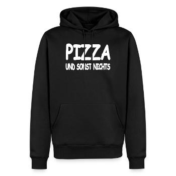 Pizza - Männer Premium Bio Hoodie - Schwarz - Vorne - Nico (187cm)