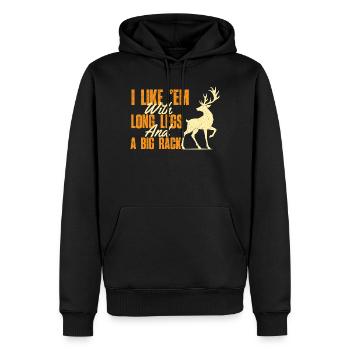 Lange Beine Großes Gestell Lustiger Hirschjagd Witz - Männer Premium Bio Hoodie - Schwarz - Vorne - Nico (187cm)