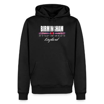 Birmingham - Männer Premium Bio Hoodie - Schwarz - Vorne - Nico (187cm)
