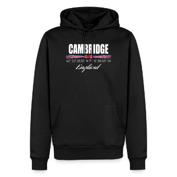 Cambridge - Männer Premium Bio Hoodie - Schwarz - Vorne - Nico (187cm)