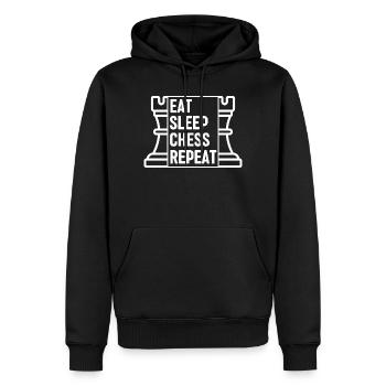 Essen Schlaf Schach Wiederholen - Männer Premium Bio Hoodie - Schwarz - Vorne - Nico (187cm)