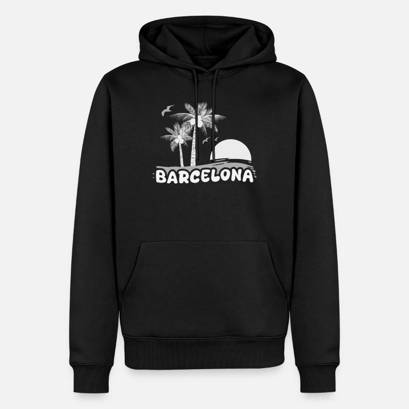 Barcelone comme plage - Sweat à capuche Premium bio Homme - noir