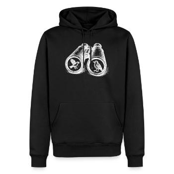 Observation des oiseaux Jumelles Croquis Vintage - Sweat à capuche Premium bio Homme - noir - Devant - Nico (187cm)