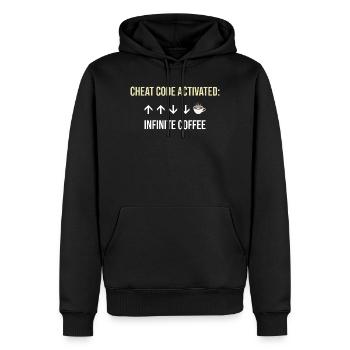 Unendlicher Kaffee Aktiver Cheat-Code - Männer Premium Bio Hoodie - Schwarz - Vorne - Nico (187cm)