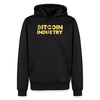 Bitcoin Industrie - Männer Premium Bio Hoodie - Schwarz - Vorne - Nico (187cm)