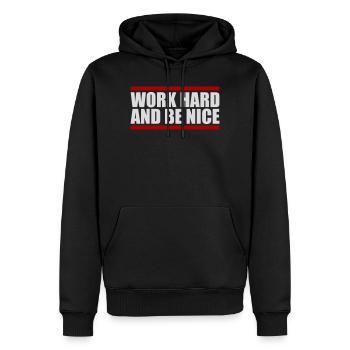 Work Hard Be Nice Motivation Positiver Geist Zitat - Sweat à capuche Premium bio Homme - noir - Devant - Nico (187cm)