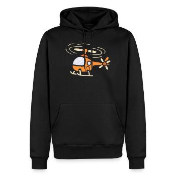 Lustiger Cartoon Helikopter im Comic Stil - Männer Premium Bio Hoodie - Schwarz - Vorne - Nico (187cm)