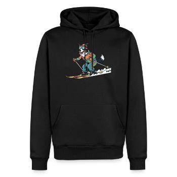 Ski Chien Sports d’hiver Drôle Piste Héros - Sweat à capuche Premium bio Homme - noir - Devant - Nico (187cm)