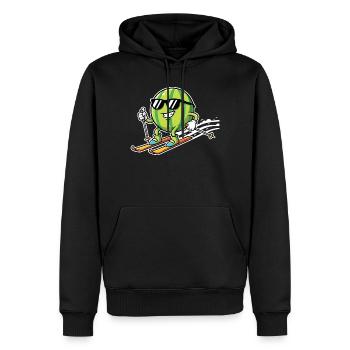 Pastèque sur des skis avec des lunettes de soleil - Sweat à capuche Premium bio Homme - noir - Devant - Nico (187cm)