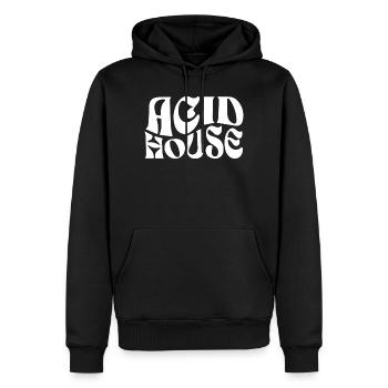 Logo typographique de l’Acid House - Sweat à capuche Premium bio Homme - noir - Devant - Nico (187cm)