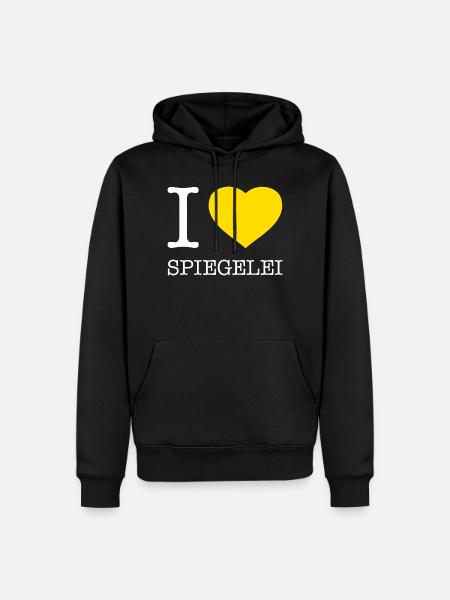 I love Spiegelei - Männer Premium Bio Hoodie - Schwarz