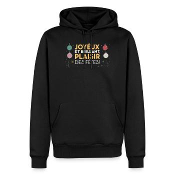 Joyeux et Brillant Plaisir des Fêtes - Sweat à capuche Premium bio Homme - noir - Devant - Nico (187cm)