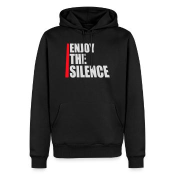 Enjoy The Silence Spruch Ruhe Stille Introvertiert - Männer Premium Bio Hoodie - Schwarz - Vorne - Nico (187cm)
