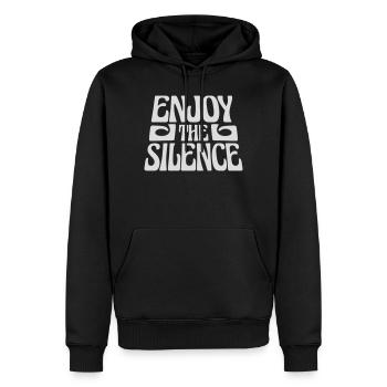 Enjoy The Silence Spruch Ruhe Stille Introvertiert - Männer Premium Bio Hoodie - Schwarz - Vorne - Nico (187cm)