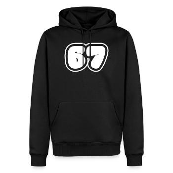 Numéro 67 - Sweat à capuche Premium bio Homme - noir - Devant - Nico (187cm)