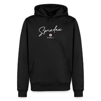 Spandau - Drapeau de Berlin - Ours de Berlin - Sweat à capuche Premium bio Homme - noir - Devant - Nico (187cm)