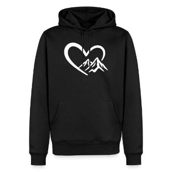 Berge - Berglandschaft Panorama mit Herz - Männer Premium Bio Hoodie - Schwarz - Vorne - Nico (187cm)