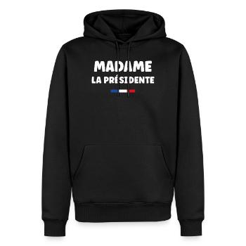 Présidente - Sweat à capuche Premium bio Homme - noir - Devant - Nico (187cm)
