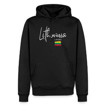 Litauische Wurzeln, Flagge Litauens - Männer Premium Bio Hoodie - Schwarz - Vorne - Nico (187cm)