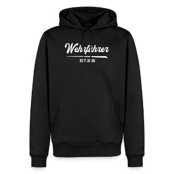 Chef des pompiers 2026 Gestion des pompiers volontaires FFW - Sweat à capuche Premium bio Homme - noir - Devant - Nico (187cm)
