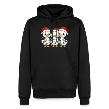 Trio de canards avec lumières de Noël, Canetons - Sweat à capuche Premium bio Homme - noir - Devant - Nico (187cm)