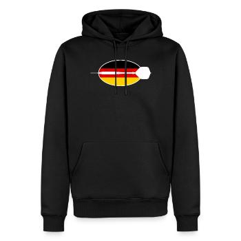 Fléchettes Allemagne, Fléchettes sur le drapeau de l’Allemagne - Sweat à capuche Premium bio Homme - noir - Devant - Nico (187cm)