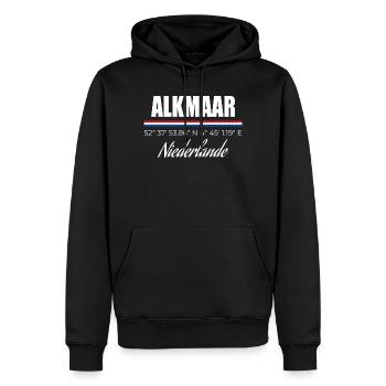 Alkmaar - Männer Premium Bio Hoodie - Schwarz - Vorne - Nico (187cm)