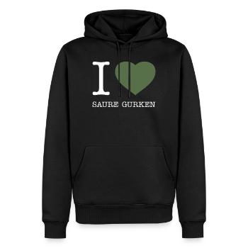 I love Saure Gurken - Männer Premium Bio Hoodie - Schwarz - Vorne - Nico (187cm)
