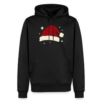Chapeau de Père Noël Chapeau de Père Noël avec des étoiles - Sweat à capuche Premium bio Homme - noir - Devant - Nico (187cm)