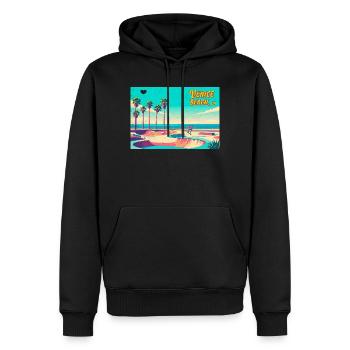 Venice Beach Retro Skater - Männer Premium Bio Hoodie - Schwarz - Vorne - Nico (187cm)