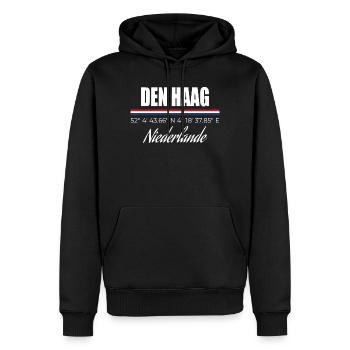 Den Haag - Männer Premium Bio Hoodie - Schwarz - Vorne - Nico (187cm)