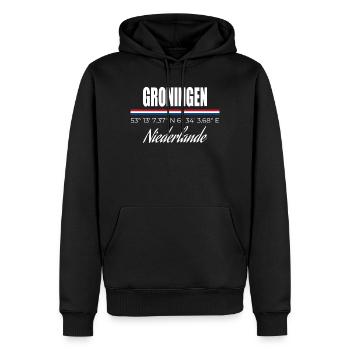 Groningue - Sweat à capuche Premium bio Homme - noir - Devant - Nico (187cm)