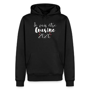 Je Vais Être Cousine 2026 Cœur Bébé Famille - Sweat à capuche Premium bio Homme - noir - Devant - Nico (187cm)