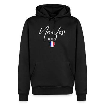 Nantes, Frankreich, elegantes Design Nantes - Männer Premium Bio Hoodie - Schwarz - Vorne - Nico (187cm)