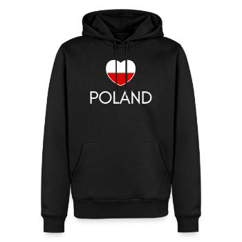 Herz mit polnischer Flagge, polnischer Stolz - Männer Premium Bio Hoodie - Schwarz - Vorne - Nico (187cm)