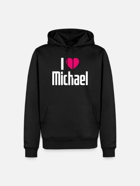 J’aime Michael Pink Heart J’aime Michael - Sweat à capuche Premium bio Homme - noir
