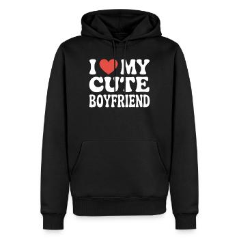 I love my cute boyfriend Liebe meinen Freund - Men’s Premium Organic Hoodie - black - Front - Nico (187cm)