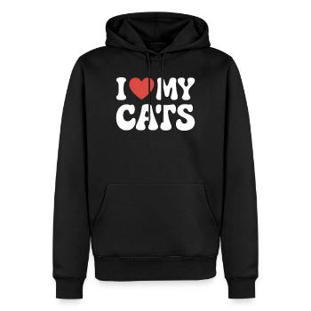 J’aime mes chats ich liebe meine katzen - Sweat à capuche Premium bio Homme - noir - Devant - Nico (187cm)