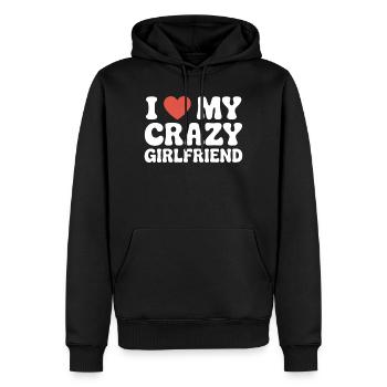 I Love My Crazy Girlfriend Liebe Meine Freundin - Men’s Premium Organic Hoodie - black - Front - Nico (187cm)