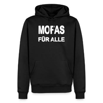 Mobylette - Sweat à capuche Premium bio Homme - noir - Devant - Nico (187cm)