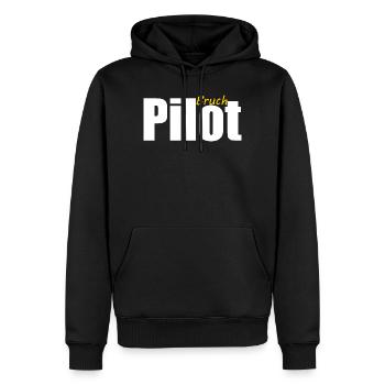 Pilot Bruchpilot Ironie Draufgänger Segelfliegen  - Männer Premium Bio Hoodie - Schwarz - Vorne - Nico (187cm)