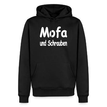 Mobylette - Sweat à capuche Premium bio Homme - noir - Devant - Nico (187cm)