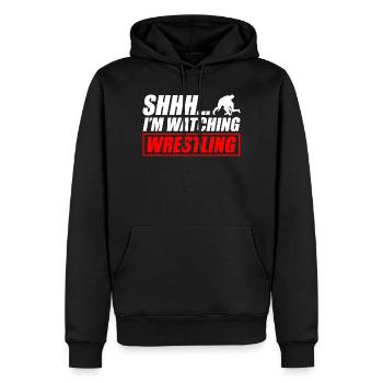 Je regarde catching wrestling drôle, catcheur - Sweat à capuche Premium bio Homme - noir - Devant - Nico (187cm)