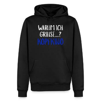 Warum Ich Grinse Kopfkino Funny Slogan Humour - Männer Premium Bio Hoodie - Schwarz - Vorne - Nico (187cm)