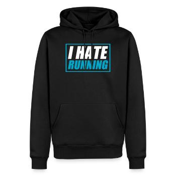 I hate running lustiges Lauf Joggen Läufer - Männer Premium Bio Hoodie - Schwarz - Vorne - Nico (187cm)