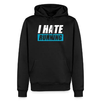 I hate running lustiges Lauf Joggen Läufer - Männer Premium Bio Hoodie - Schwarz - Vorne - Nico (187cm)