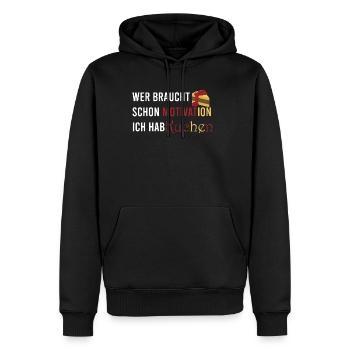Who needs motivation I've got cake - Men’s Premium Organic Hoodie - black - Front - Nico (187cm)