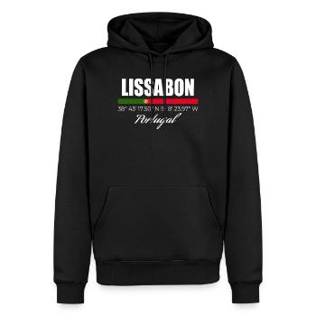 Lissabon - Männer Premium Bio Hoodie - Schwarz - Vorne - Nico (187cm)