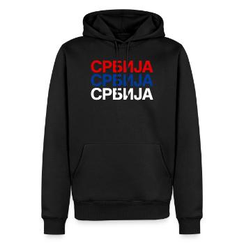 Drapeau serbe Serbien - Sweat à capuche Premium bio Homme - noir - Devant - Nico (187cm)